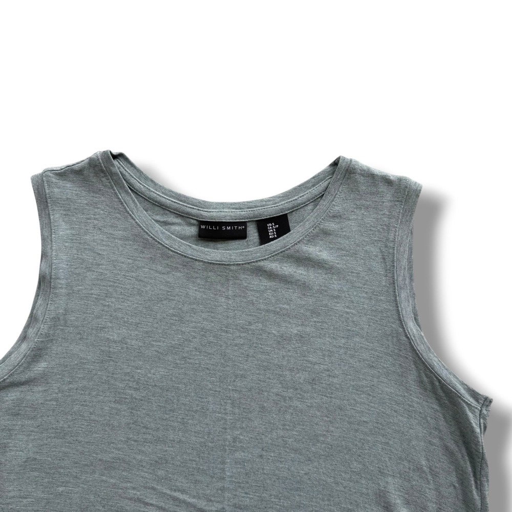 Willi Smith Womens S Sage Green Heathered Modal Stretch Sleeveless Tank Top Cozy